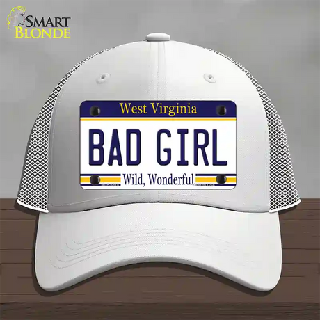 Bad Girl West Virginia Novelty License Plate Hat Mesh / White