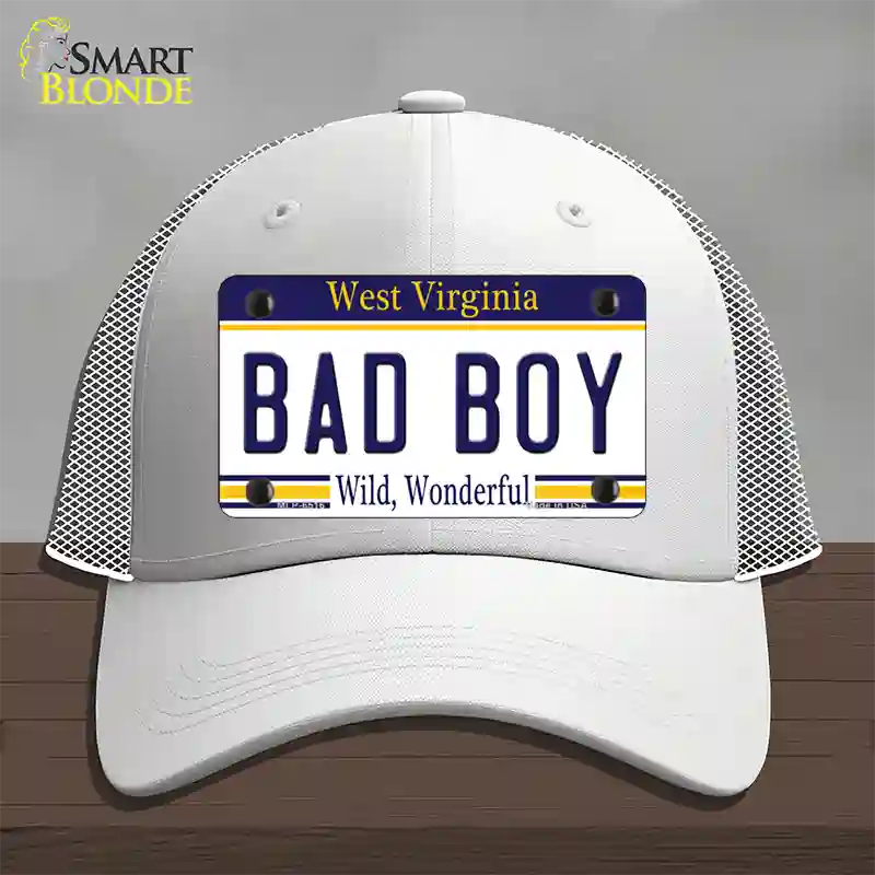 Bad Boy West Virginia Novelty License Plate Hat Mesh / White