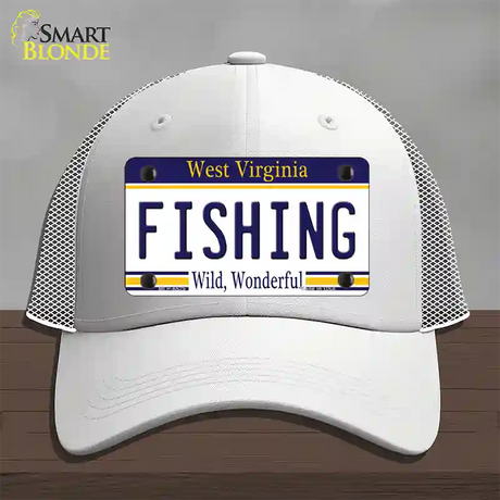 Fishing West Virginia Novelty License Plate Hat Mesh / White