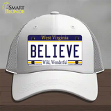 Believe West Virginia Novelty License Plate Hat Mesh / White