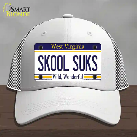 Skool Suks West Virginia Novelty License Plate Hat Mesh / White