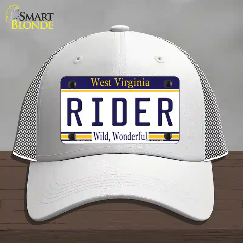 Rider West Virginia Novelty License Plate Hat Mesh / White