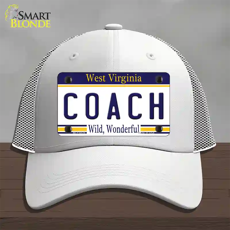 Coach West Virginia Novelty License Plate Hat Mesh / White