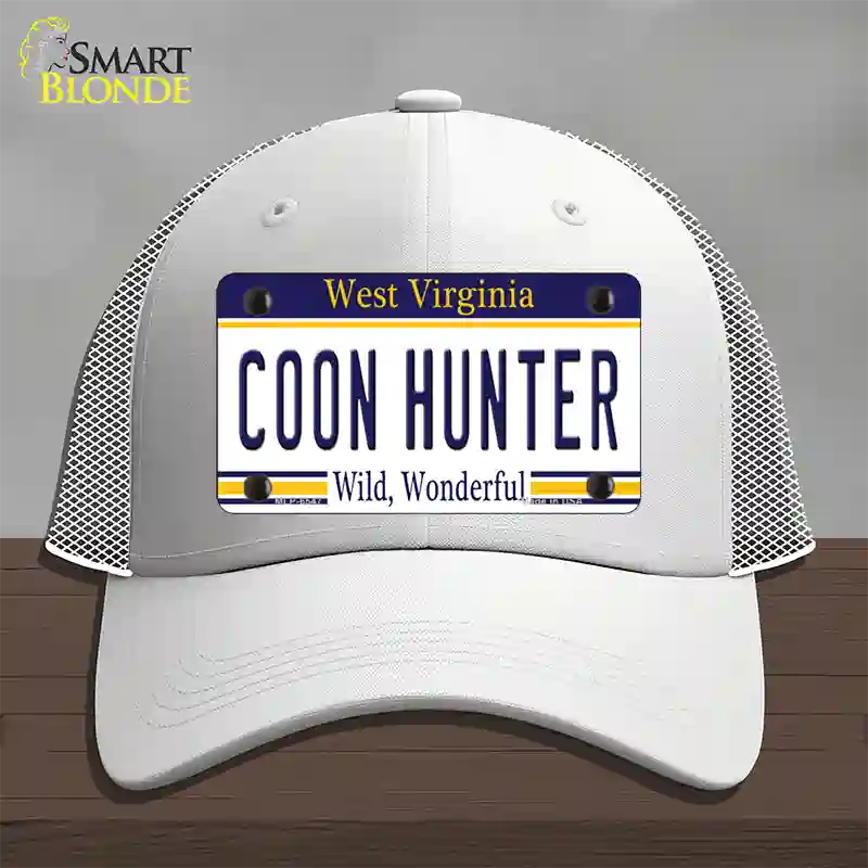 Coon Hunter West Virginia Novelty License Plate Hat Mesh / White