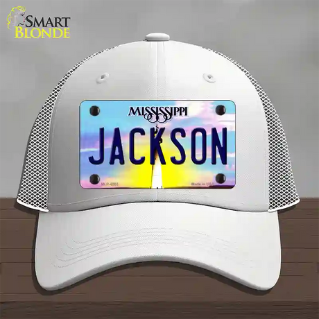 Jackson Mississippi Novelty License Plate Hat Mesh / White