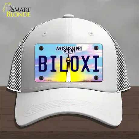 Biloxi Mississippi Novelty License Plate Hat Mesh / White