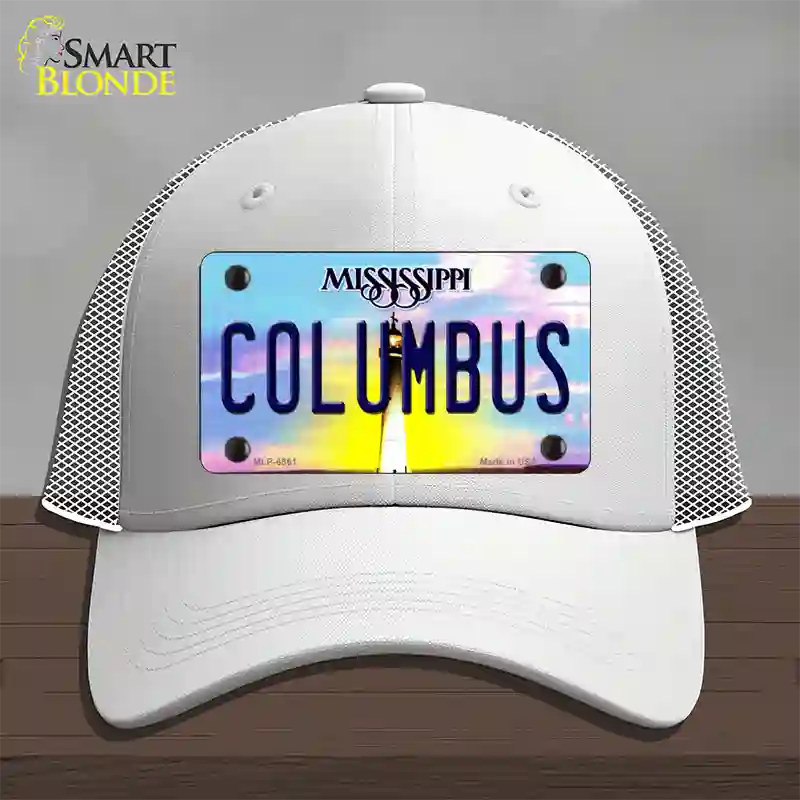 Columbus Mississippi Novelty License Plate Hat Mesh / White