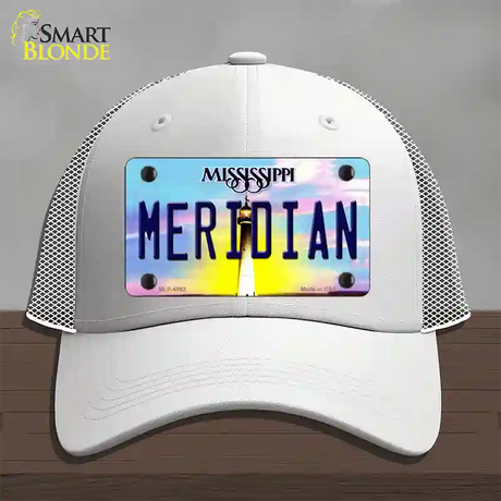 Meridian Mississippi Novelty License Plate Hat Mesh / White