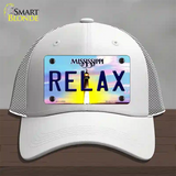 Relax Mississippi Novelty License Plate Hat Mesh / White