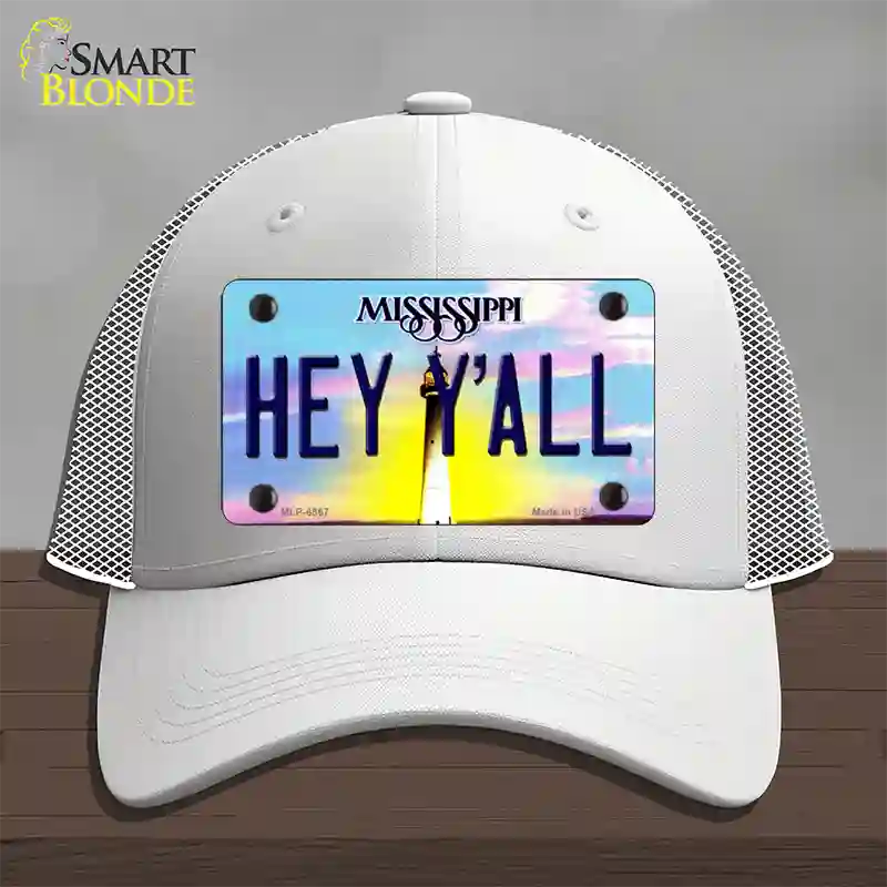 Hey YAll Mississippi Novelty License Plate Hat Mesh / White