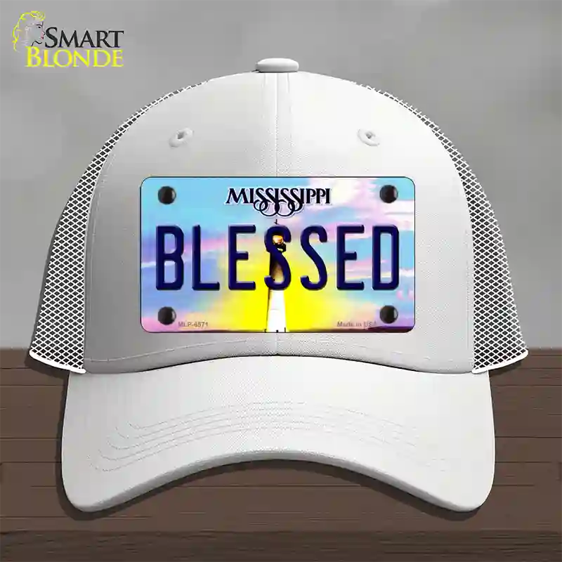 Blessed Mississippi Novelty License Plate Hat Mesh / White