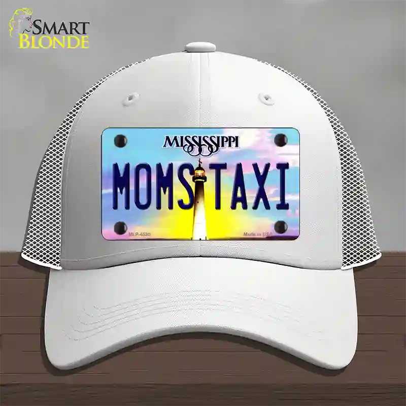 Moms Taxi Mississippi Novelty License Plate Hat Mesh / White