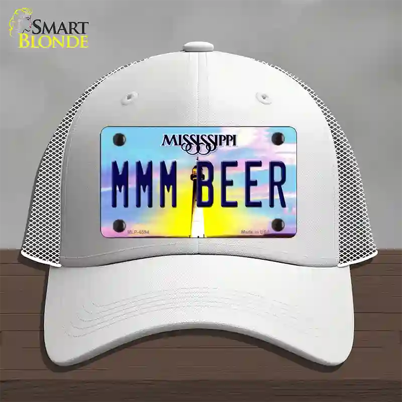 MMM Beer Mississippi Novelty License Plate Hat Mesh / White