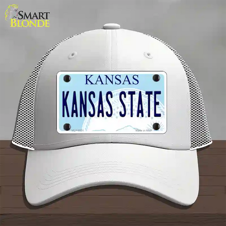 Kansas State Novelty License Plate Hat Mesh / White