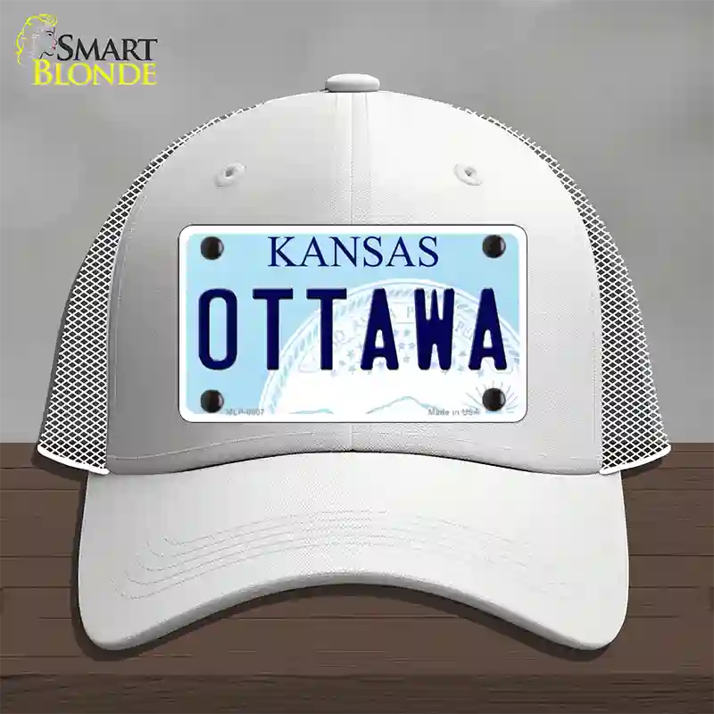 Ottawa Kansas Novelty License Plate Hat Mesh / White