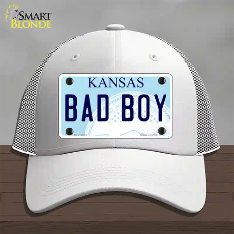 Bad Boy Kansas Novelty License Plate Hat Mesh / White