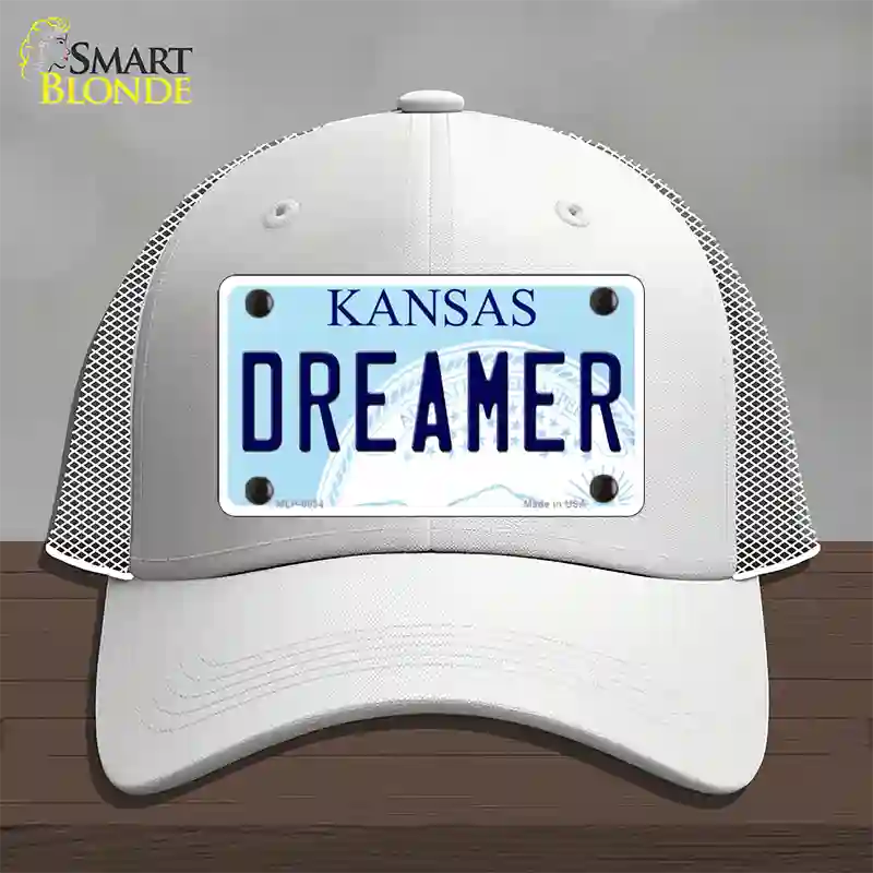 Dreamer Kansas Novelty License Plate Hat Mesh / White