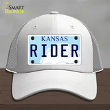 Rider Kansas Novelty License Plate Hat Mesh / White