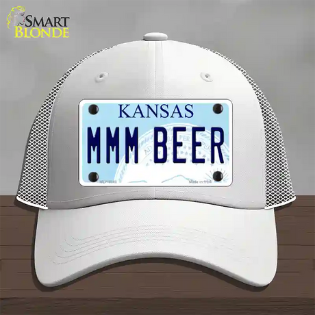 MMM Beer Kansas Novelty License Plate Hat Mesh / White