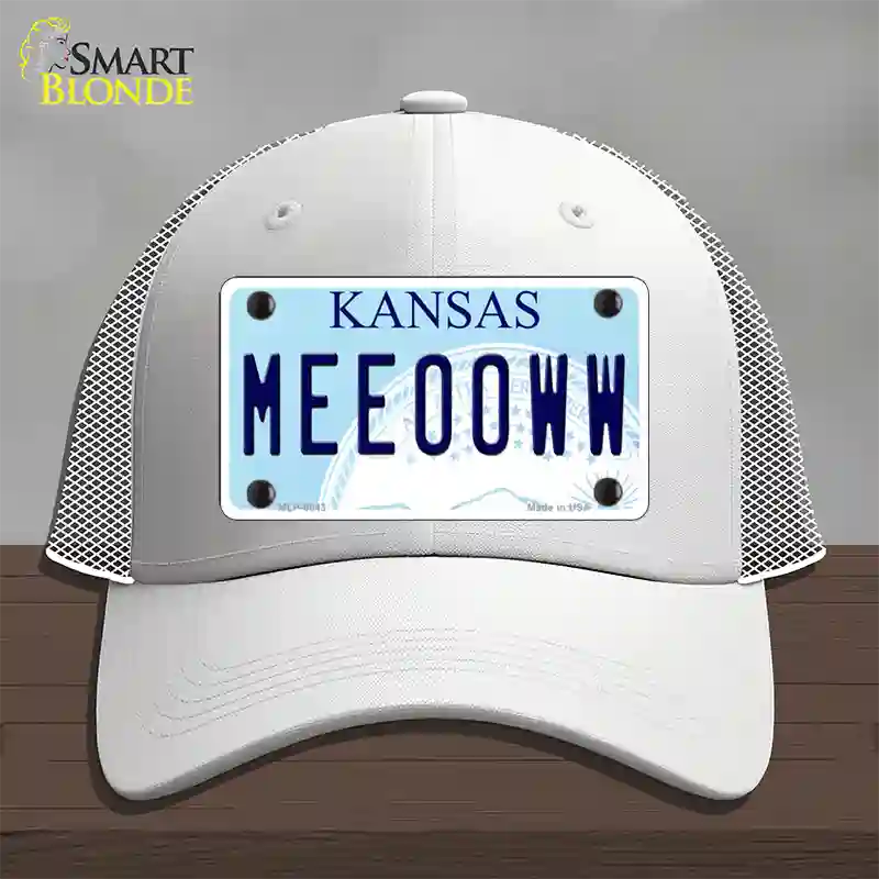 Meeooww Kansas Novelty License Plate Hat Mesh / White