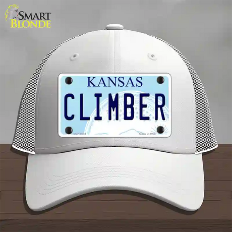 Climber Kansas Novelty License Plate Hat Mesh / White