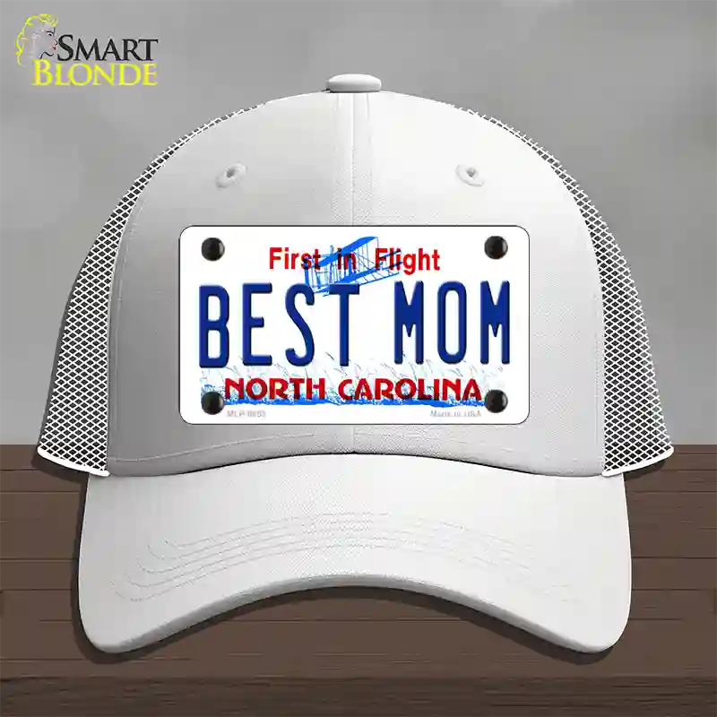 Best Mom North Carolina Novelty License Plate Hat Mesh / White