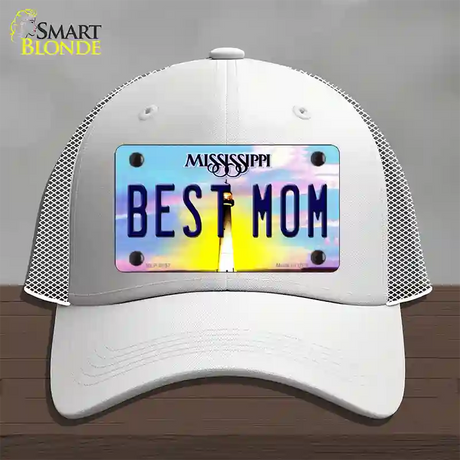 Best Mom Mississippi Novelty License Plate Hat Mesh / White