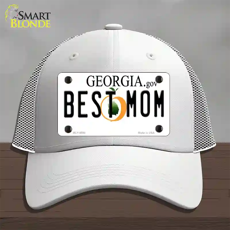 Best Mom Georgia Novelty License Plate Hat Mesh / White