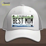 Best Mom Michigan Novelty License Plate Hat Mesh / White