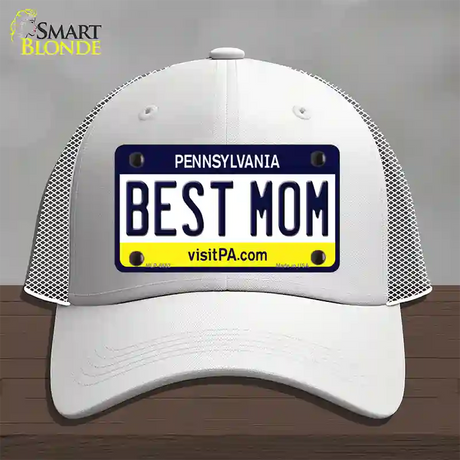 Best Mom Pennsylvania State Novelty License Plate Hat Mesh / White