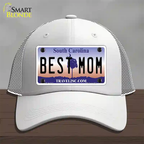 Best Mom South Carolina Novelty License Plate Hat Mesh / White