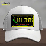 Four Corners Black New Mexico Novelty License Plate Hat Mesh / White