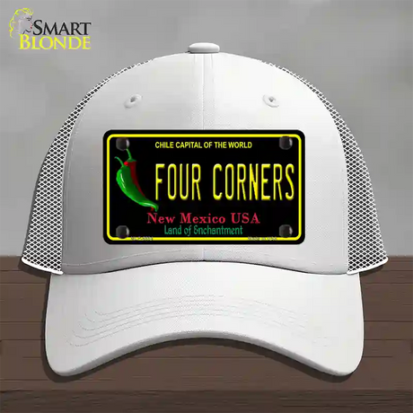 Four Corners Black New Mexico Novelty License Plate Hat Mesh / White