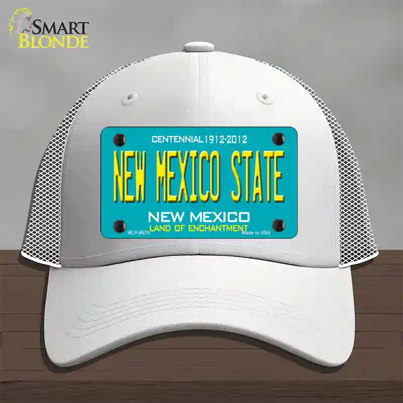 New Mexico State Teal Novelty License Plate Hat Mesh / White