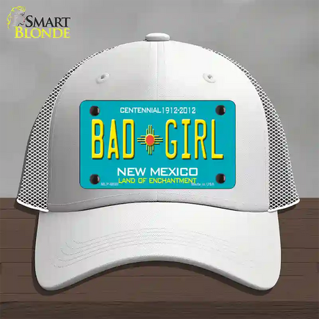 Bad Girl New Mexico Novelty License Plate Hat Mesh / White