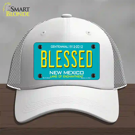 Blessed New Mexico Novelty License Plate Hat Mesh / White