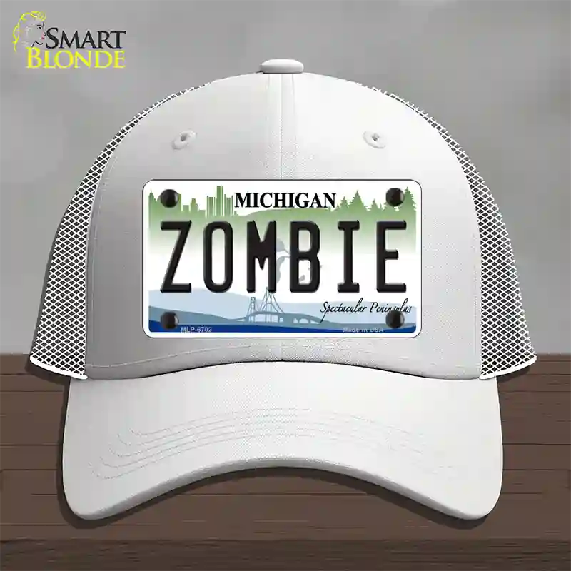 Zombie Michigan Novelty License Plate Hat Mesh / White