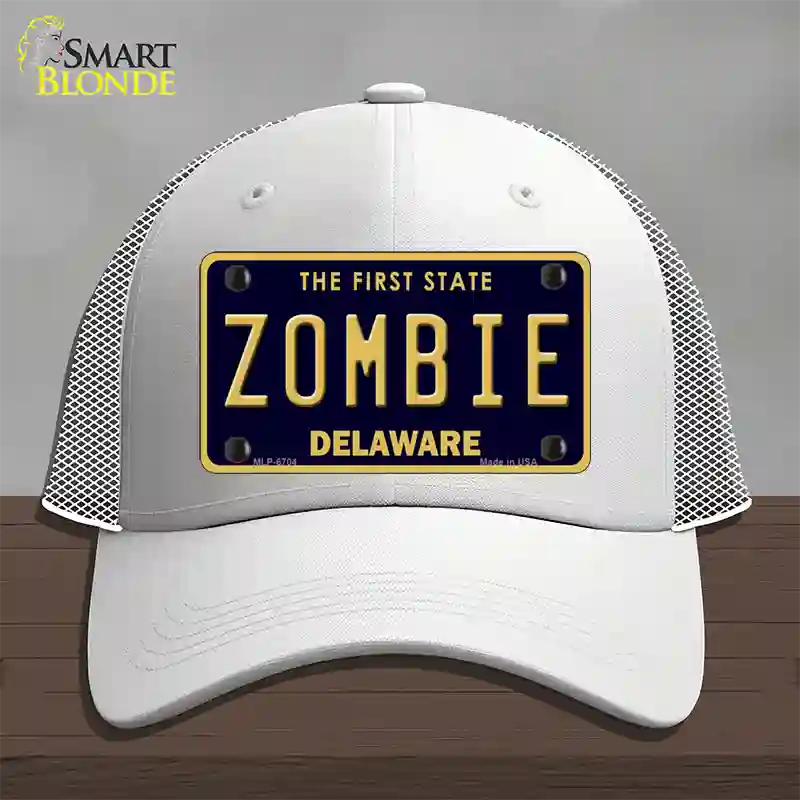 Zombie Delaware Novelty License Plate Hat Mesh / White