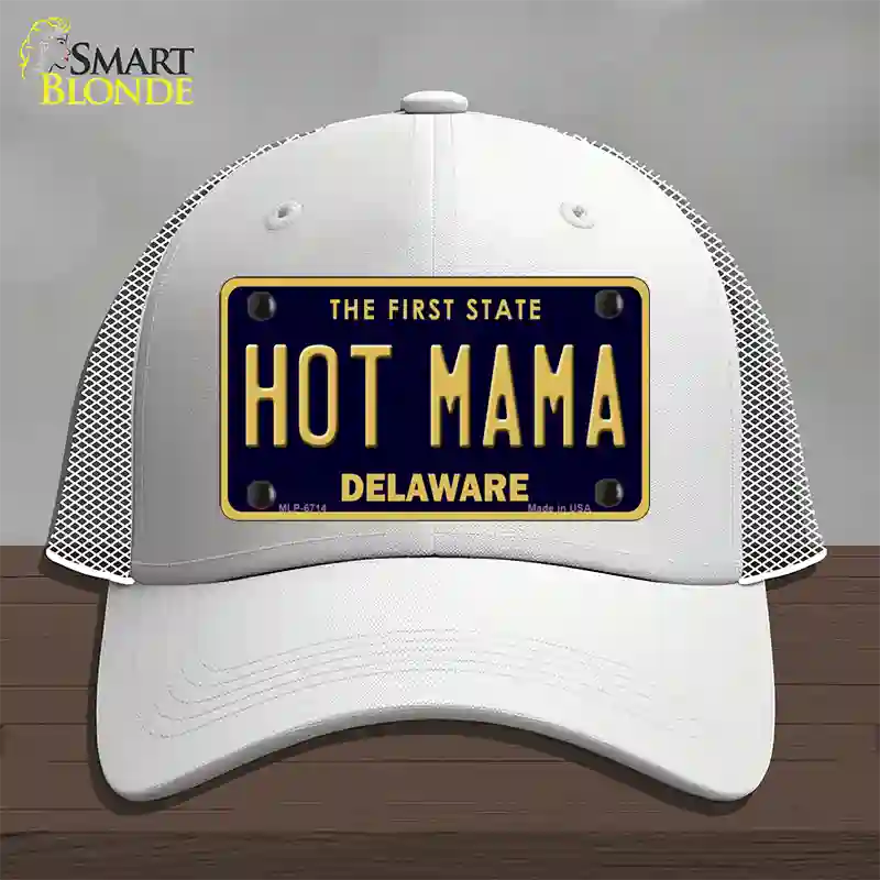 Hot Mama Delaware Novelty License Plate Hat Mesh / White