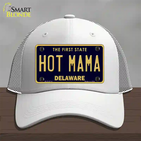 Hot Mama Delaware Novelty License Plate Hat Mesh / White