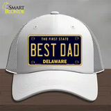 Best Dad Delaware Novelty License Plate Hat Mesh / White