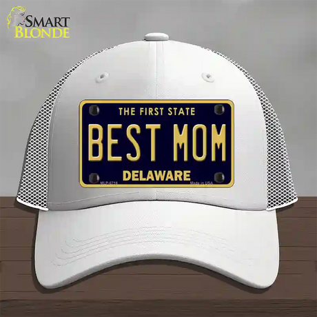 Best Mom Delaware Novelty License Plate Hat Mesh / White