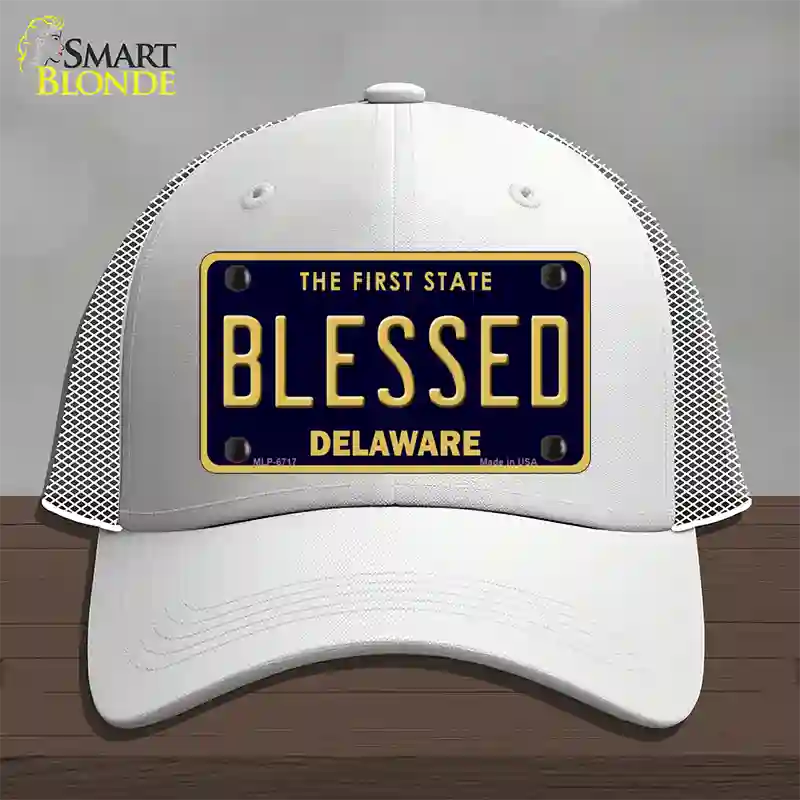 Blessed Delaware Novelty License Plate Hat Mesh / White