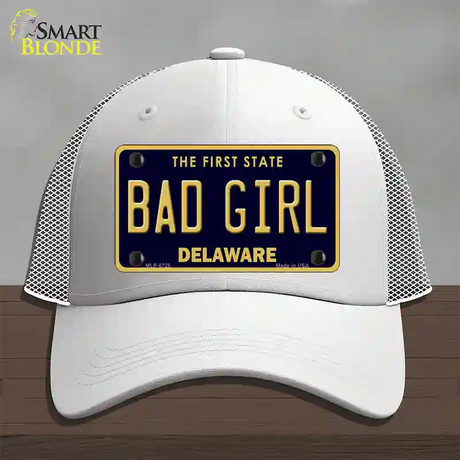 Bad Girl Delaware Novelty License Plate Hat Mesh / White