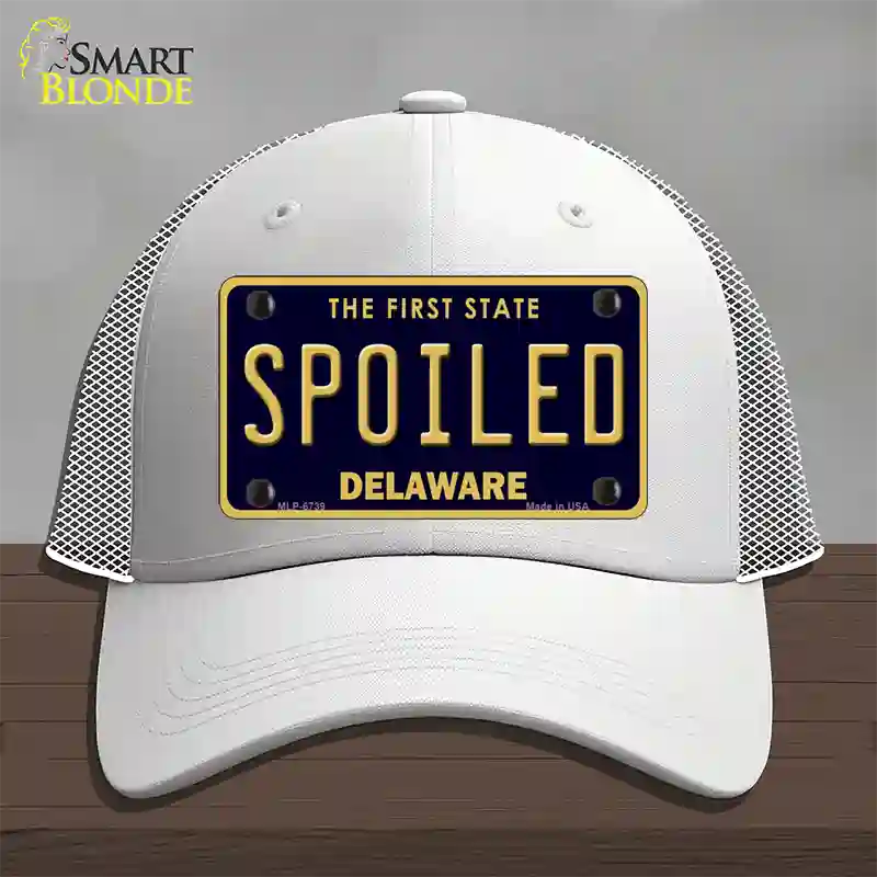 Spoiled Delaware Novelty License Plate Hat Mesh / White