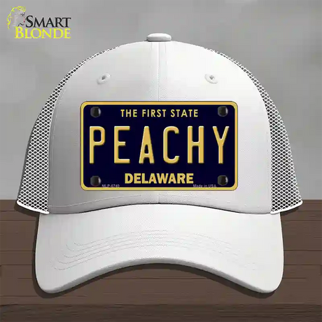 Peachy Delaware Novelty License Plate Hat Mesh / White