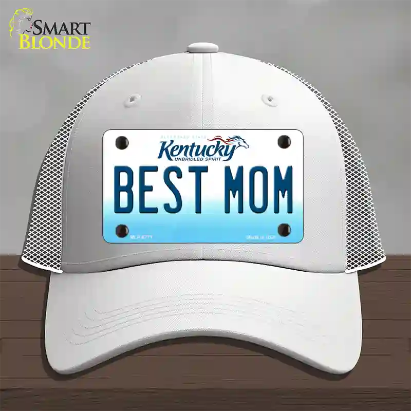 Best Mom Kentucky Novelty License Plate Hat Mesh / White