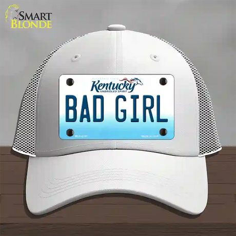 Bad Girl Kentucky Novelty License Plate Hat Mesh / White