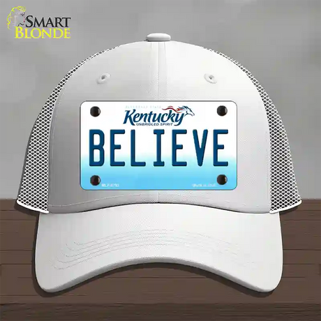 Believe Kentucky Novelty License Plate Hat Mesh / White