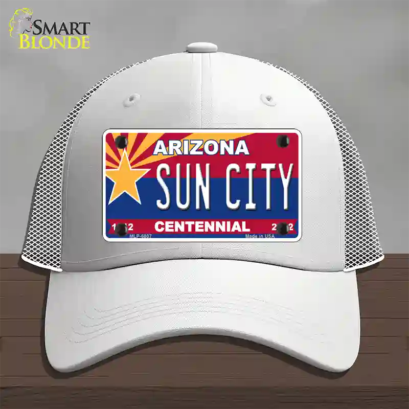 Arizona Centennial Sun City Novelty License Plate Hat Mesh / White